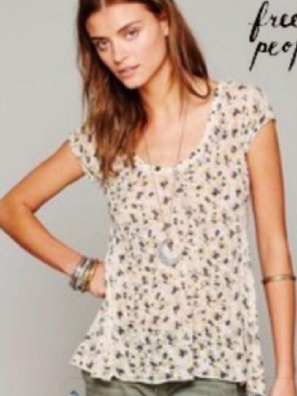Free People Crochet Women's Back Ditsy Tee Size S